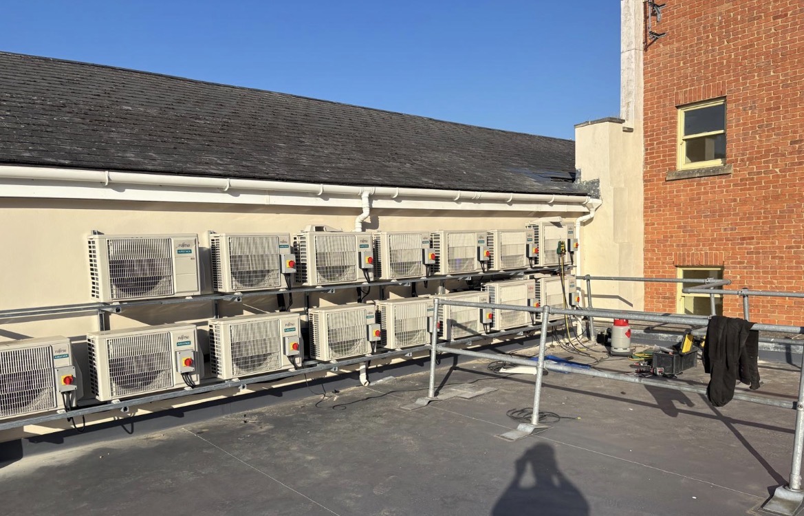 Commercial Fujitsu condenser installation